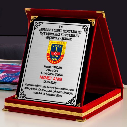 Jandarma Hediye, Jandarmaya Plaket, Hizmet anısı Plaketi